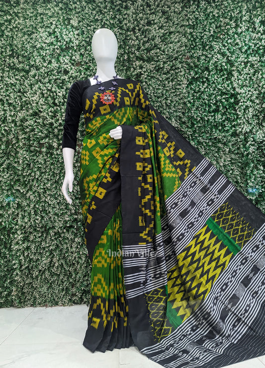 Green Black Pasapali Sambalpuri Silk Saree