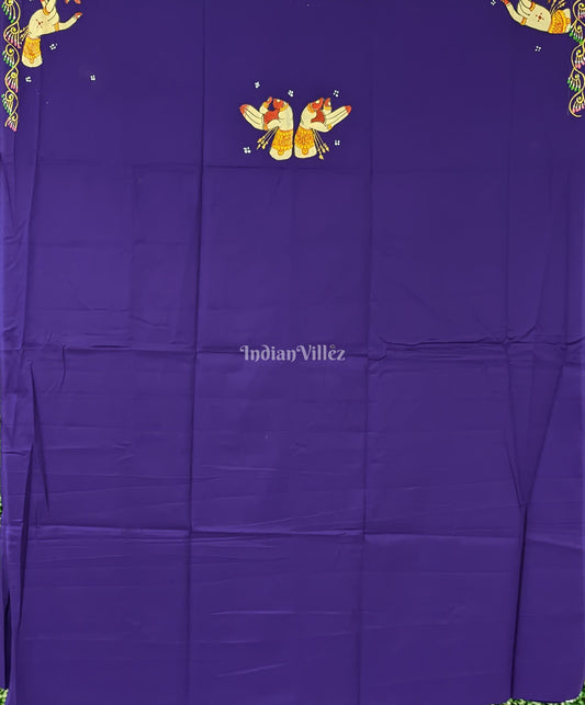 Violet Mudra Theme Pattachitra Kurti Cotton Dress Material