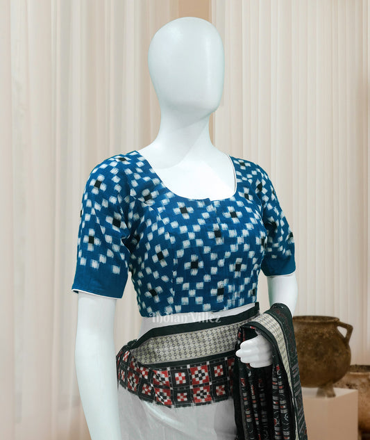 Navy Blue Pasapali Odisha Ikat Sambalpuri Cotton Blouse