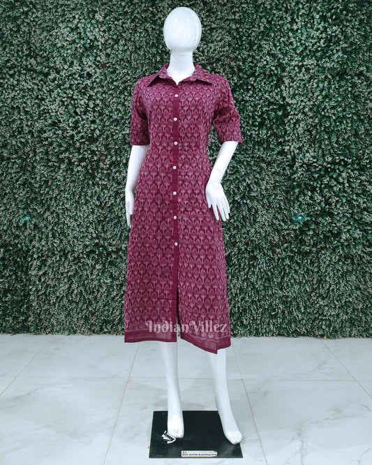 Magenta Pink Odisha Ikat Designer Office Wear Dress