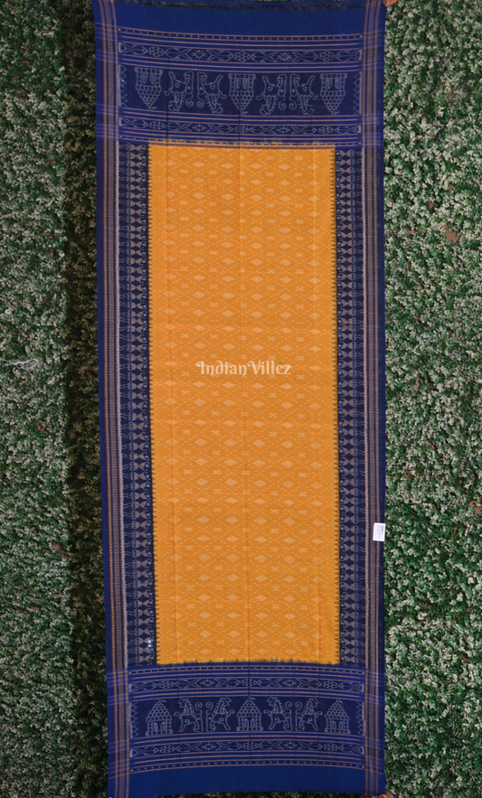 Blue Yellow Tribal Theme Sambalpuri Ikat Cotton Dupatta