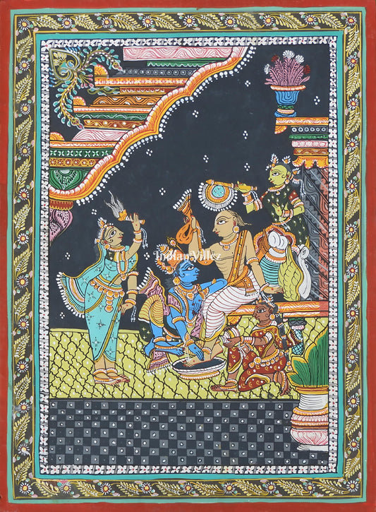 Krishna Sudama Story Pattachitra Wall Painting