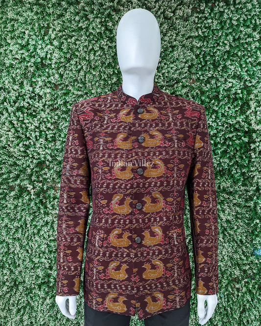 Coffe Jodhpuri bandhgala Odisha Ikat Casual Blazer