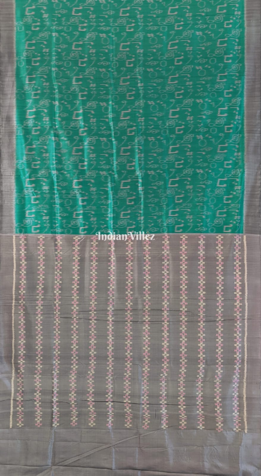 Rama Green Gray Music Theme Designer Contemporary Silk Saree