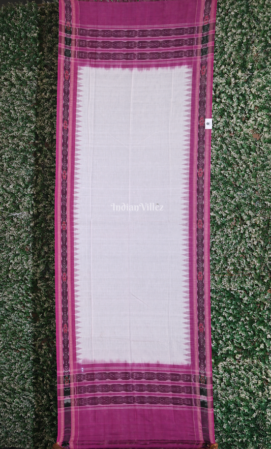 Pink White Odisha Ikat Sambalpuri Ikat Cotton Dupatta