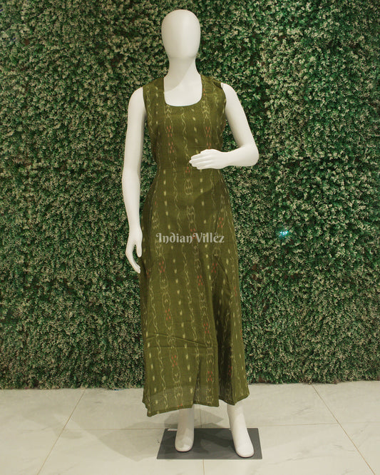 Green Odisha Ikat Designer Long gown for Women