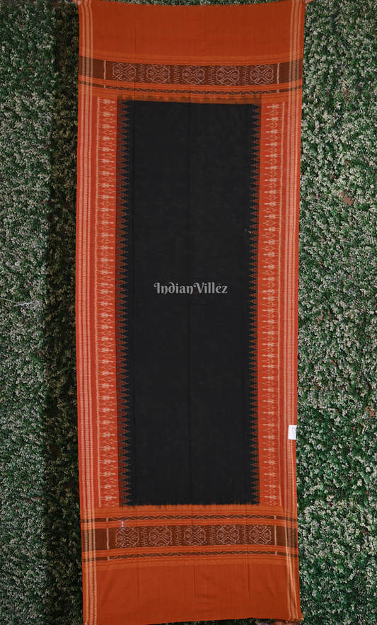 Black Brick Red Tribal Theme Sambalpuri Ikat Cotton Dupatta