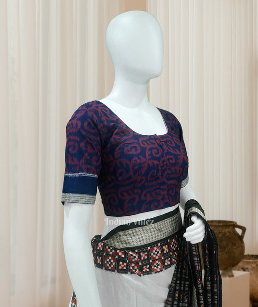Blue Odisha Ikat Sambalpuri Cotton Blouse