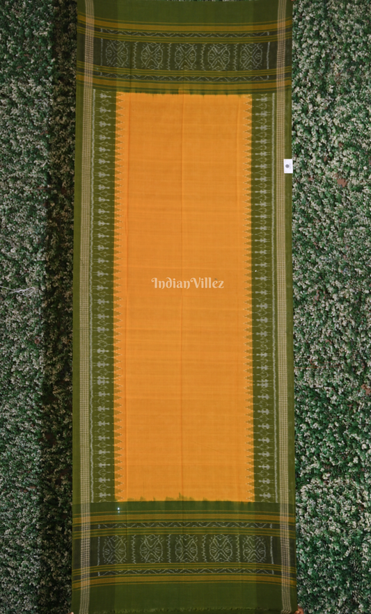 Mehendi Green Yellow Tribal Theme Sambalpuri Ikat Cotton Dupatta