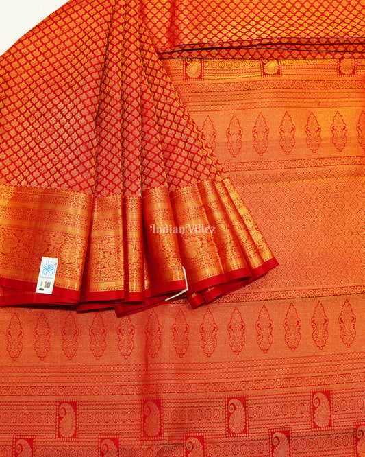 Red With Golden Border Pure Kanjivaram Silk Saree