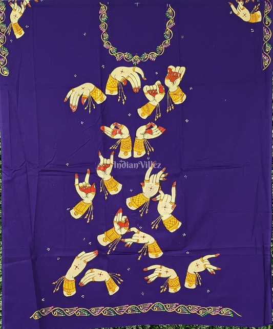 Violet Mudra Theme Pattachitra Kurti Cotton Dress Material
