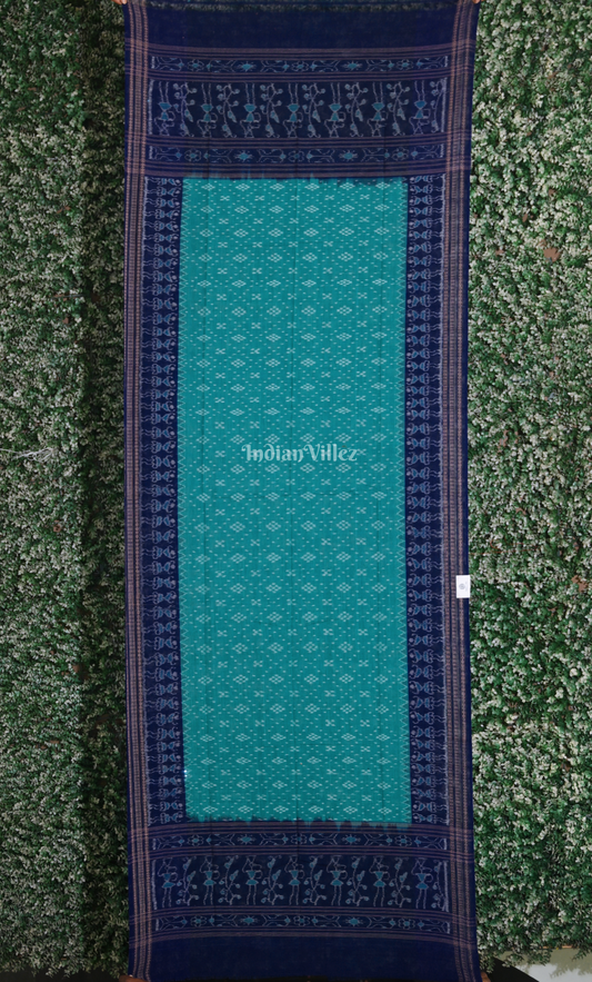 Rama Green Blue Tribal Theme Sambalpuri Ikat Cotton Dupatta