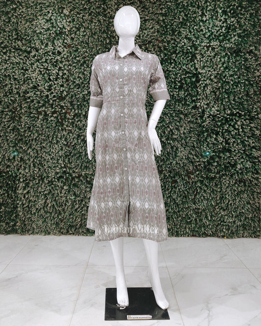 Grey Odisha Ikat Designer Office Wear Dress
