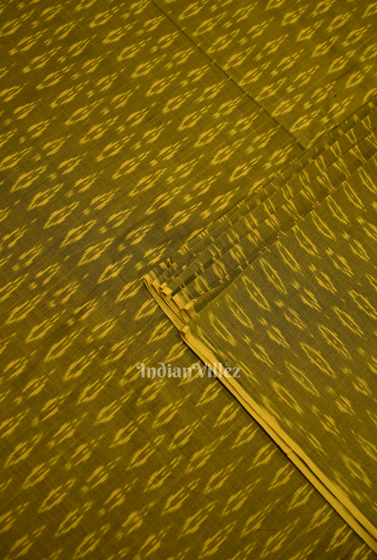 Mehendi Green Geometric Pochampally Ikat Cotton Fabric