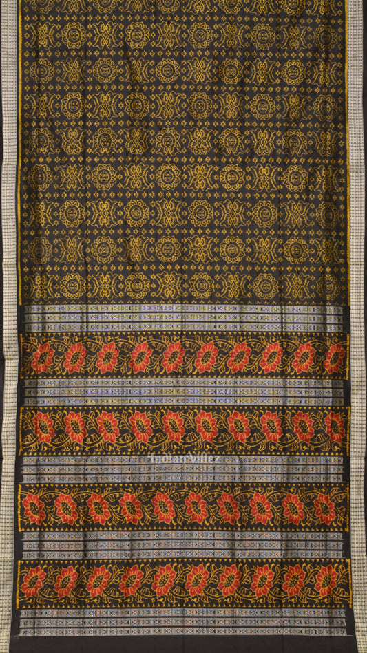 Exclusive Black Jhoti Theme Odisha Handloom Sambalpuri Silk Saree