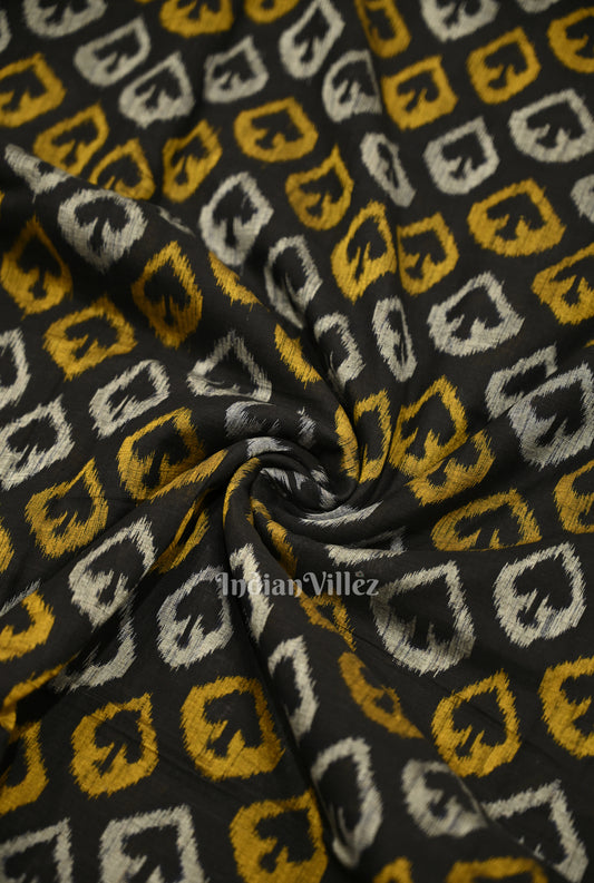 Black Golden Yellow Sambalpuri Odisha Ikat Cotton Fabric