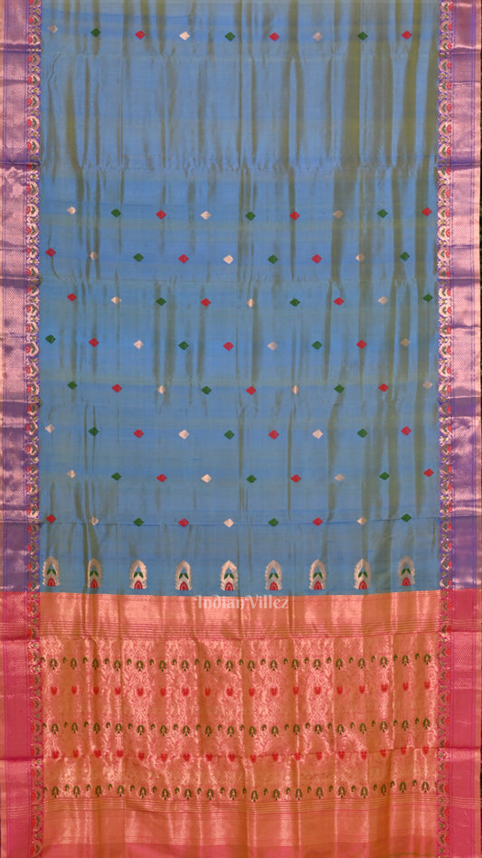 Sky Blue Handwoven Baluchari Silk Saree