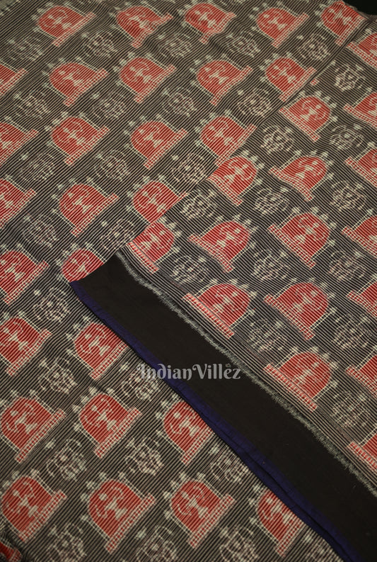 Black Stripped Tribal Theme Sambalpuri Ikat Cotton Fabric