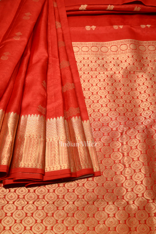 Exclusive Red Bridal Brocade Kanjivaram Silk Saree