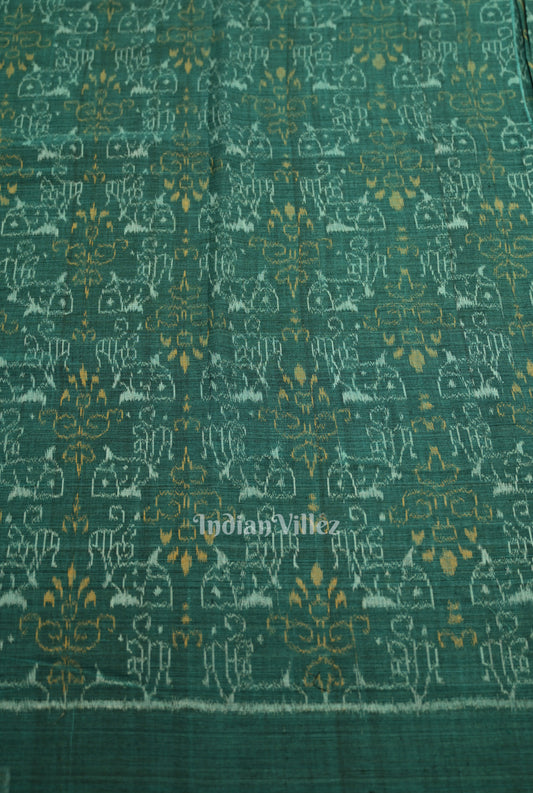 Light Green Tribal Theme Sambalpuri Odisha Ikat Cotton Fabric