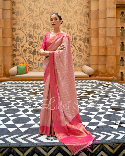 Peach Pure Tissue Kanjivaram Silk Saree - Exclusive Bridal Collection