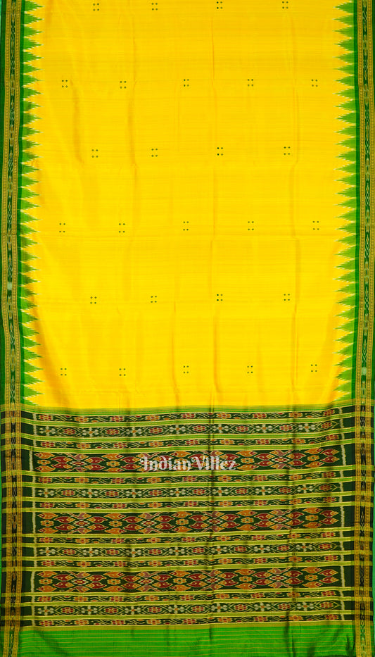 Yellow Butta Design Odisha Ikat Khandua Silk Saree