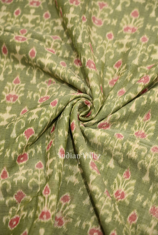 Mehendi Green Tribal Theme Sambalpuri Odisha Ikat Cotton Fabric
