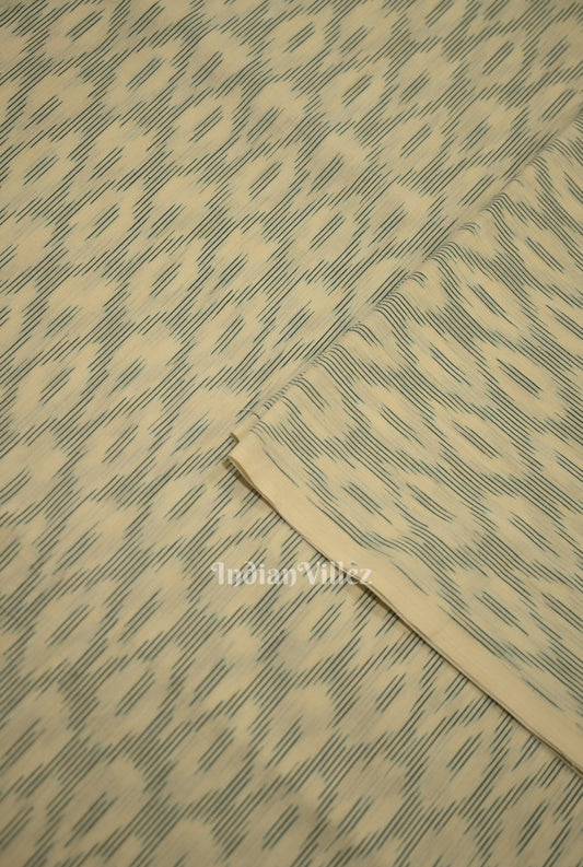 White Green Pochampally Ikat Cotton Fabric