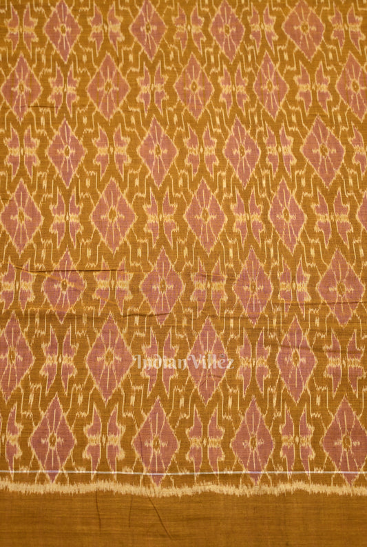 Mustard Yellow Diamond Design Sambalpuri Odisha Ikat Cotton Fabric