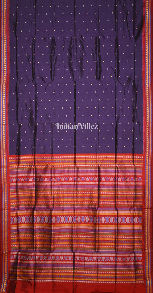Purple Red Dongaria Border & Anchal Contemporary Silk Saree