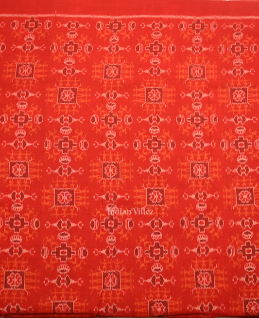 Red Black Tribal Theme Odisha Ikat Sambalpuri Dress Set & Dupatta