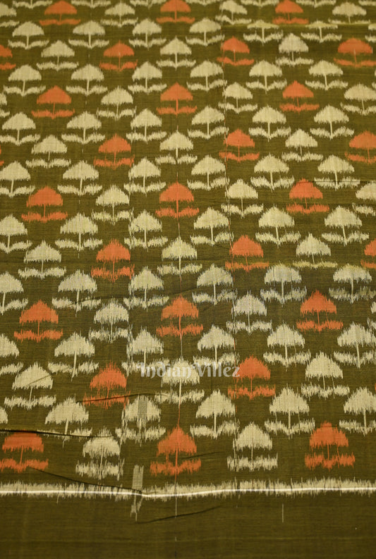 Mehendi Green Sambalpuri Odisha Ikat Cotton Fabric