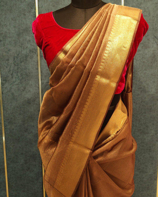 Golden Brown Tissue Banarasi Saree