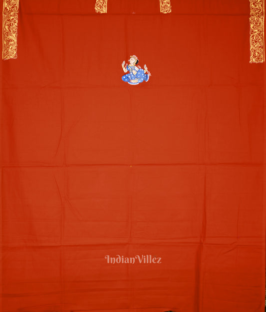 Orange Doli Barat Hand-Painted Pattachitra Dress Material