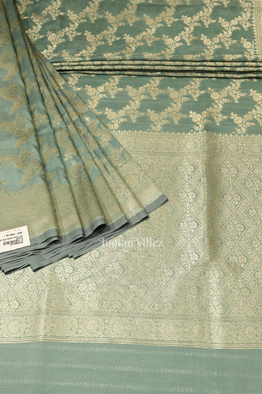 Sea Green Meenakari Pure Mashru Satin Silk Banarasi Saree