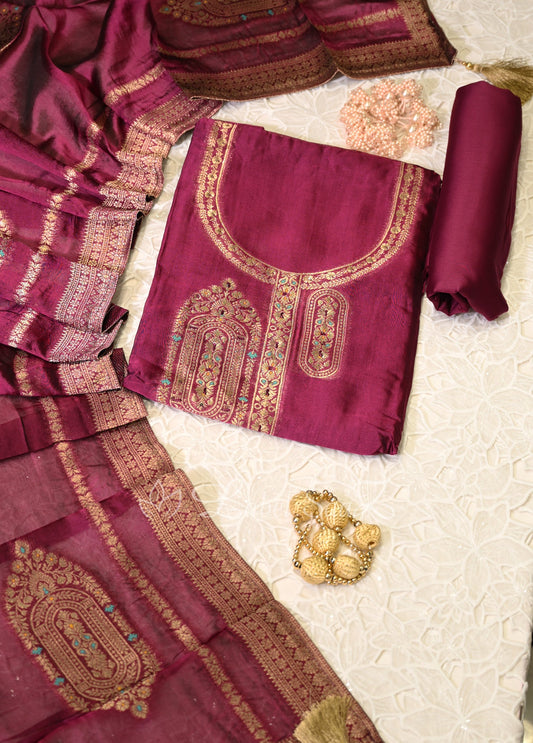 Purple Unstitched Salwar Suit