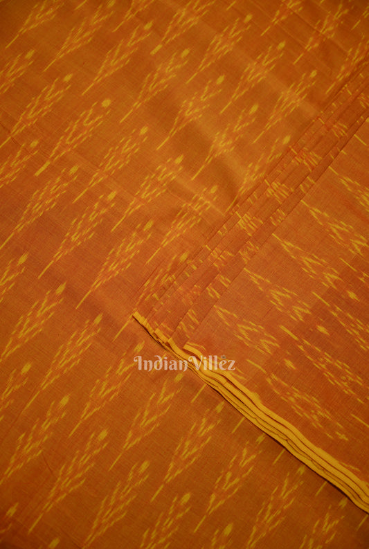 Deep Orange Geometric Pochampally Ikat Cotton Fabric