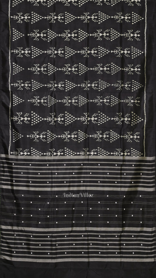 Black Tribal Jhoti Theme Contemporary Designer Silk Saree