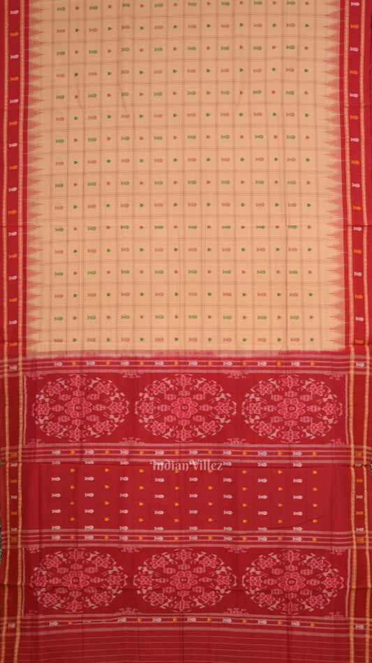Camel Brown Hazar Buti Odisha Ikat Sambalpuri Pure Cotton Saree
