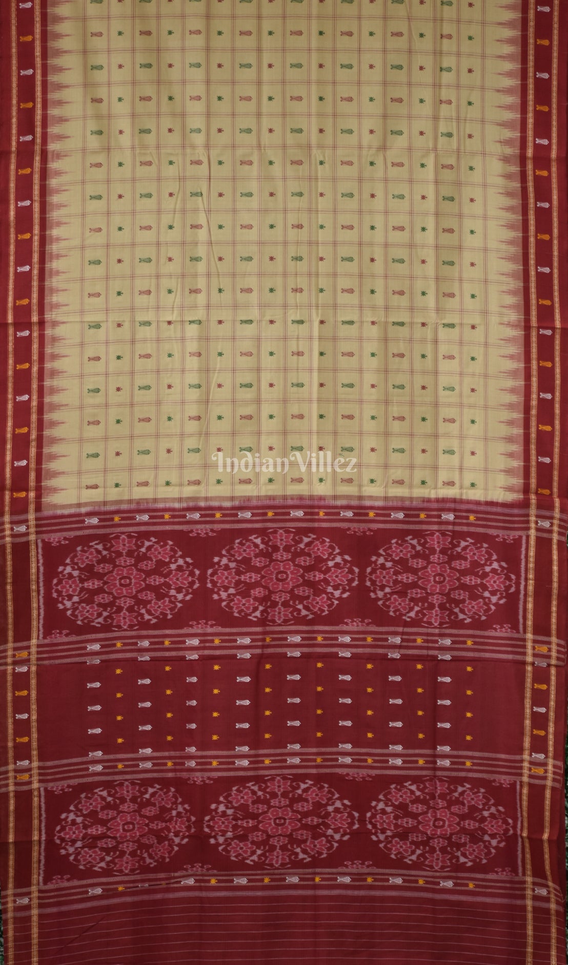 Camel Brown Hazar Buti Odisha Ikat Sambalpuri Pure Cotton Saree