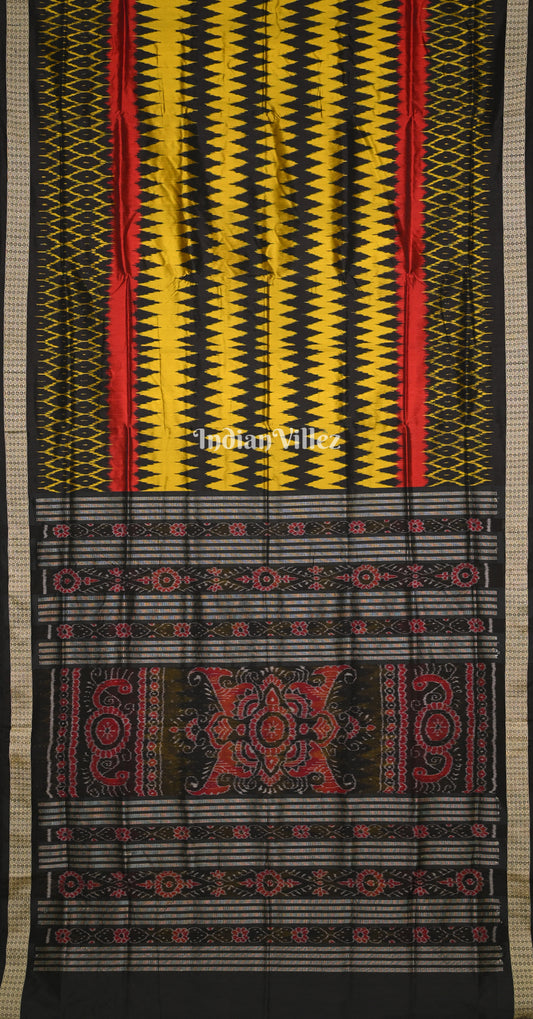 Black with Multicolor Odisha Ikat Sambalpuri Silk Saree