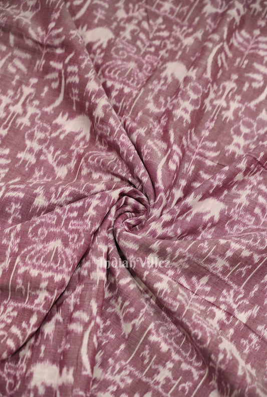 Peach Pink Purple Tribal Theme Sambalpuri Odisha Ikat Cotton Fabric