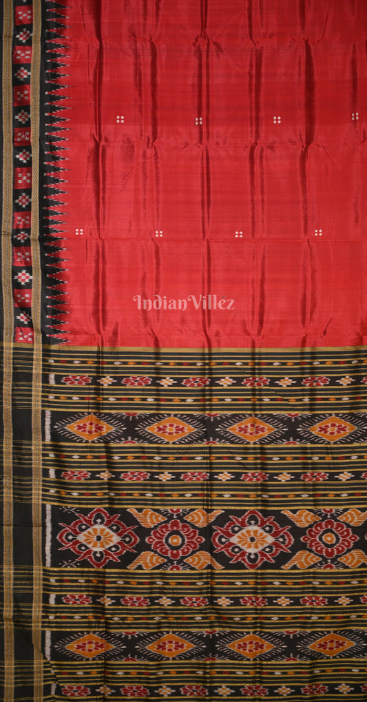 Maroon Black Butti Double Pasapali Border Khandua Silk Saree