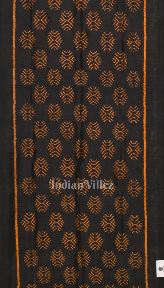 Black Yellow Odisha Ikat Pure Sambalpuri Silk Stole