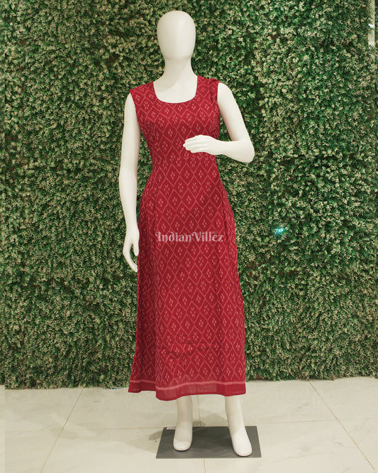 Maroon Odisha Ikat Designer Long Gown for Women