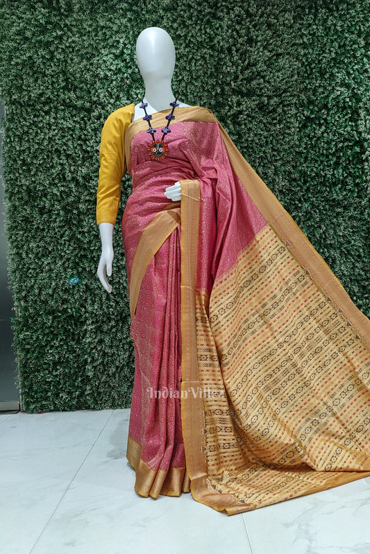 Exclusive Designer Pink Odisha Ikat Sambalpuri Silk Saree