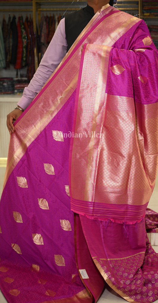 Purple Kanjivaram Silk Saree with Brocade Work