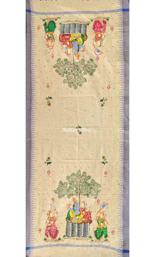 Radha Krishna Pattachitra Tussar Dupatta