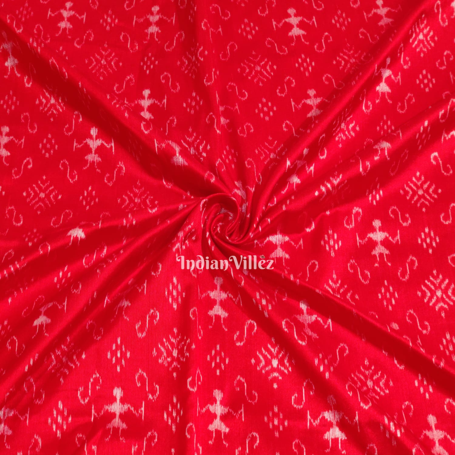 Red Tribal Theme Odisha Ikat Sambalpuri Silk Fabric – IndianVillèz