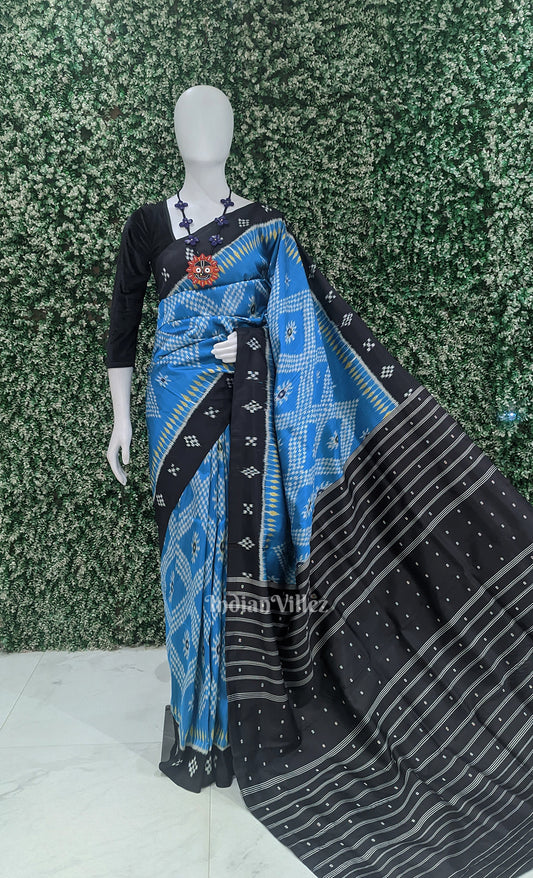 Sky Blue Tarabali Odisha Ikat Contemporary Designer Saree